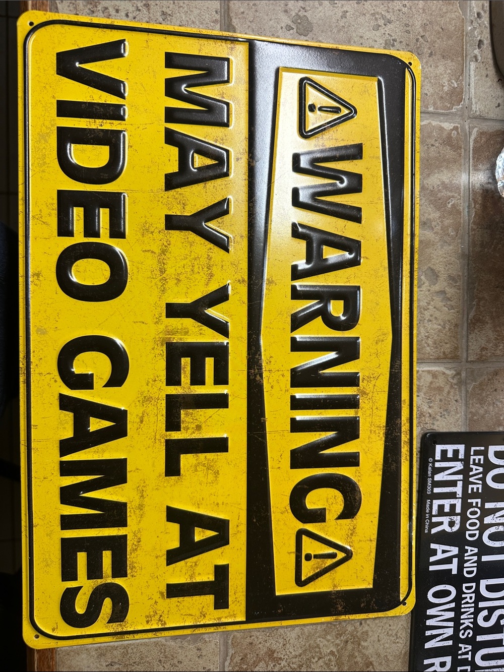 Kaplan Yellow and Black 'Warning Video Games' Metal Sign